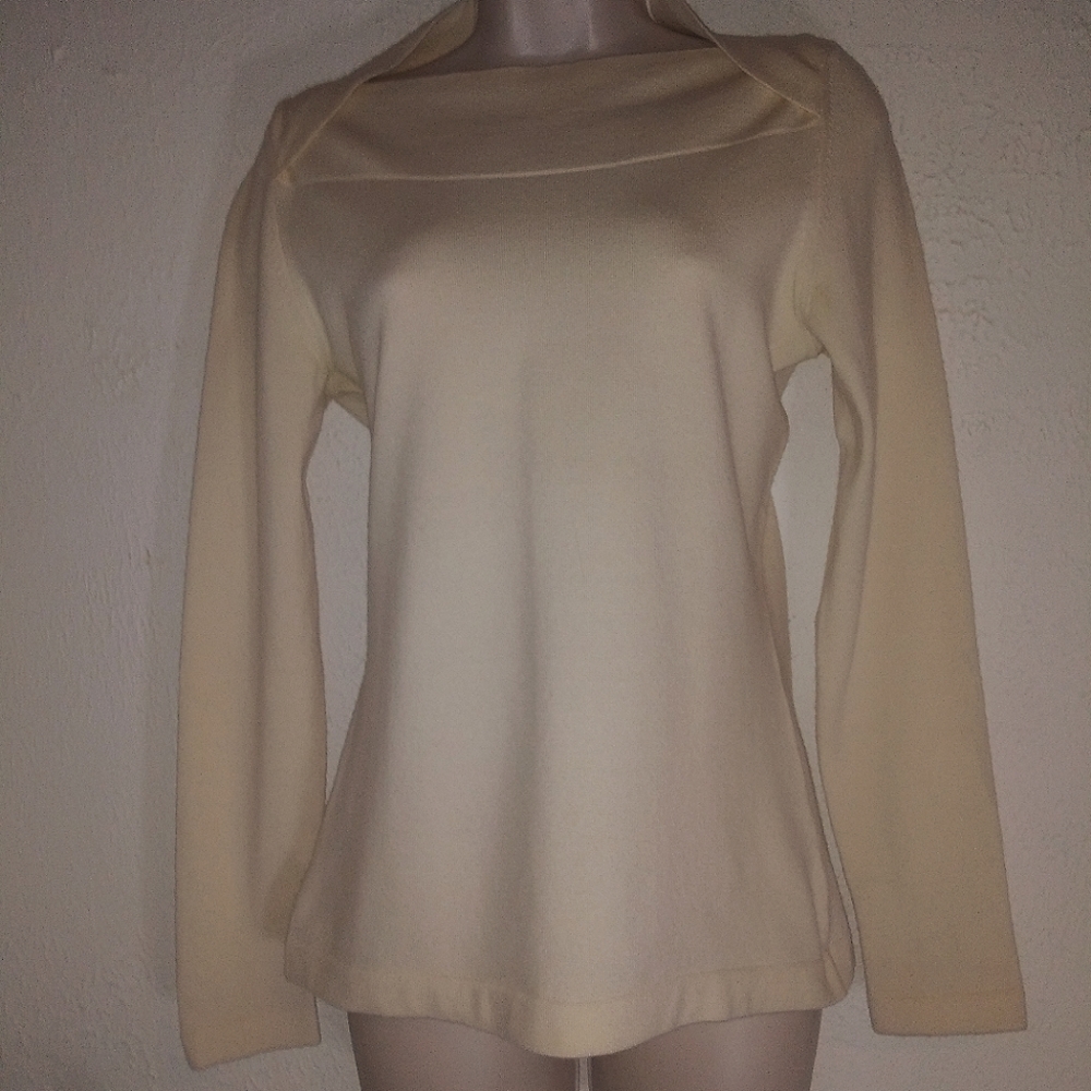 Woman's Banana Republic Fine Marino Wool Boat Neck Sweater Top Shirt Cream Small